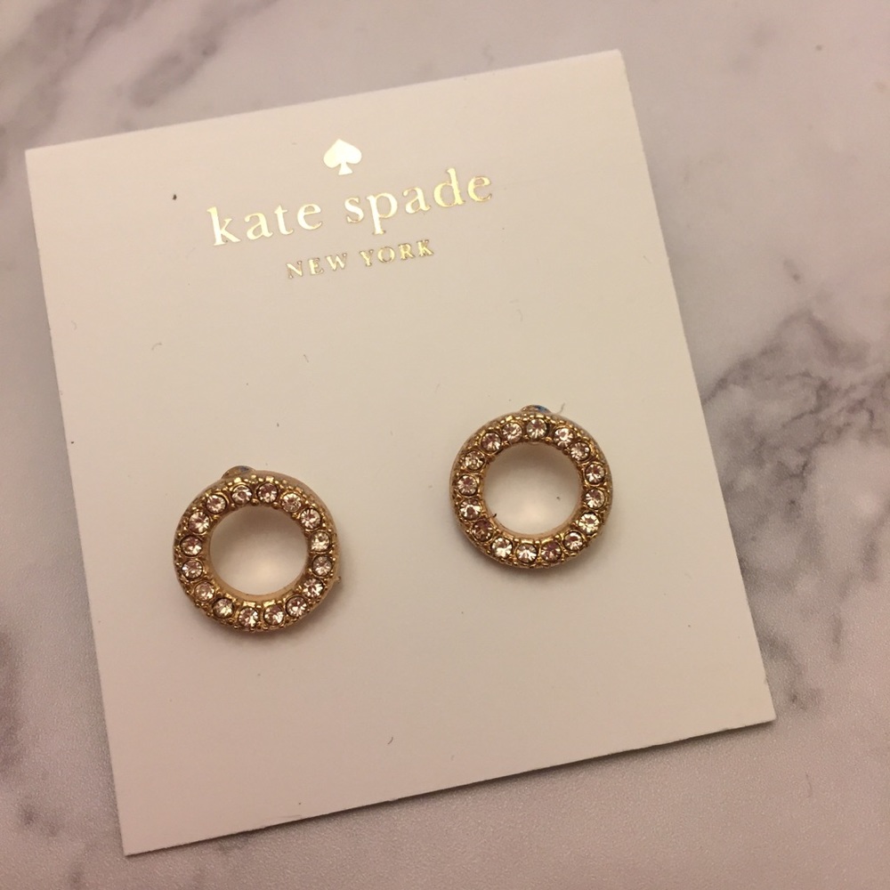 Kate Spade gold diamond stud earrings - Picture 2 of 6